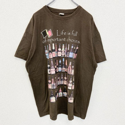 古着 used　FRUIT OF THE LOOM　半袖プリントTシャツ　ビール　茶色　ブラウン　ビックシルエット　XXLサイズ