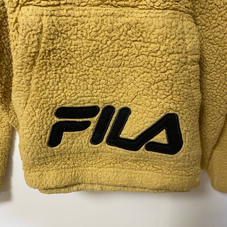 古着 used　FILA フィラ　長袖ハーフジップフリースジャケット　ボアパーカー　プルオーバー　ビックロゴ刺繍　Lサイズ
