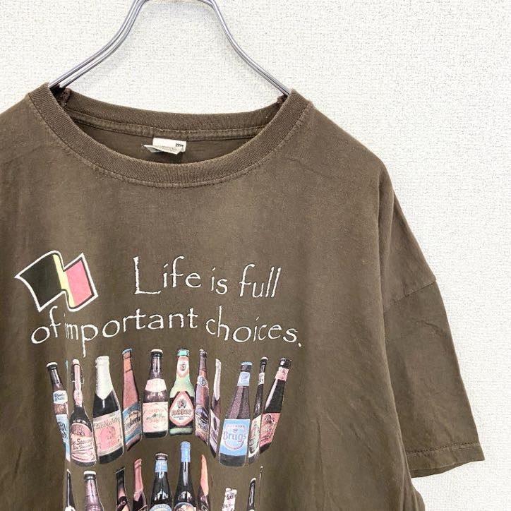 古着 used　FRUIT OF THE LOOM　半袖プリントTシャツ　ビール　茶色　ブラウン　ビックシルエット　XXLサイズ