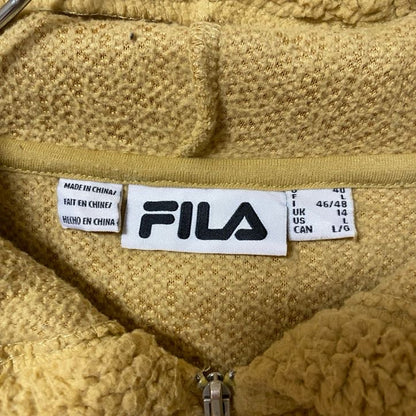 古着 used　FILA フィラ　長袖ハーフジップフリースジャケット　ボアパーカー　プルオーバー　ビックロゴ刺繍　Lサイズ