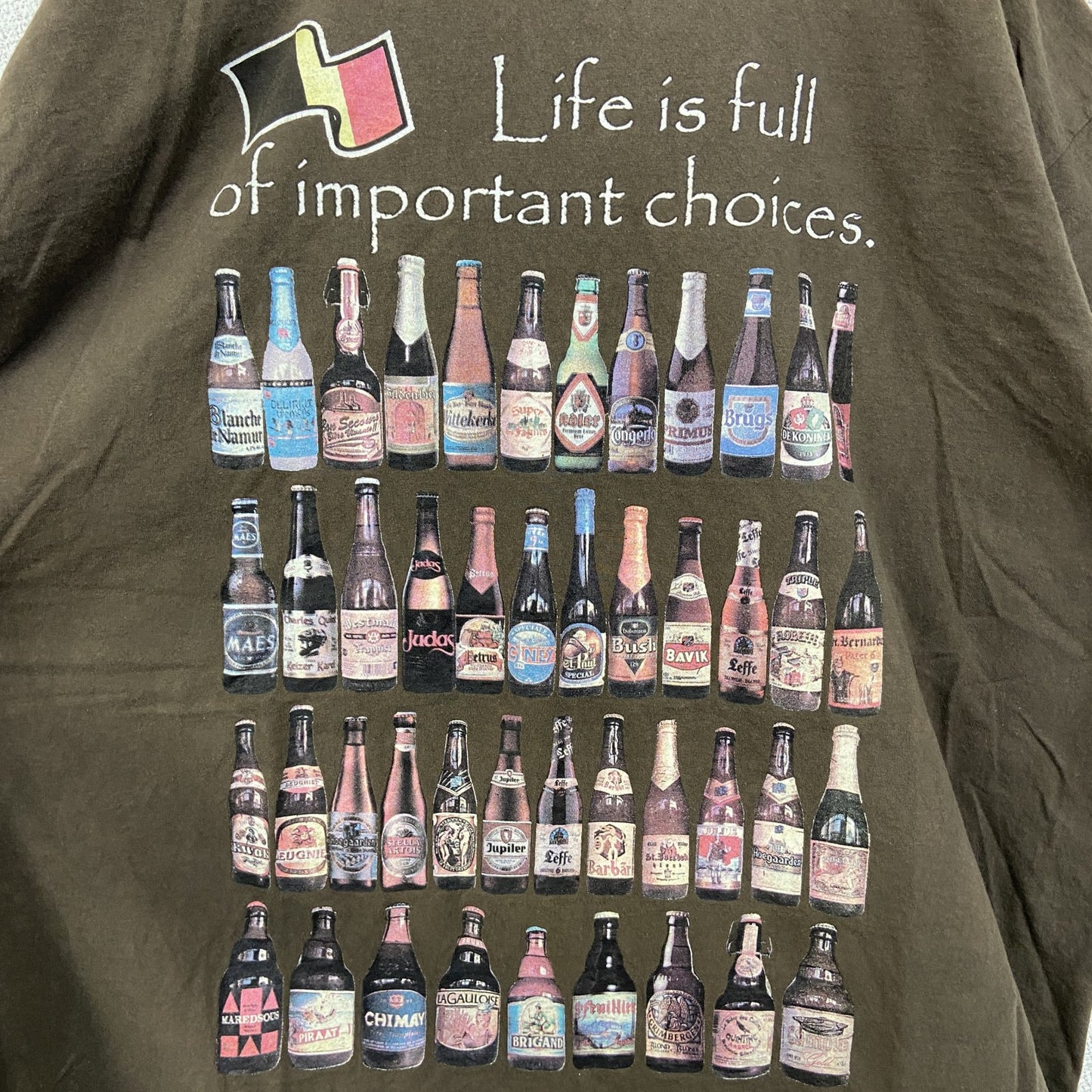古着 used　FRUIT OF THE LOOM　半袖プリントTシャツ　ビール　茶色　ブラウン　ビックシルエット　XXLサイズ