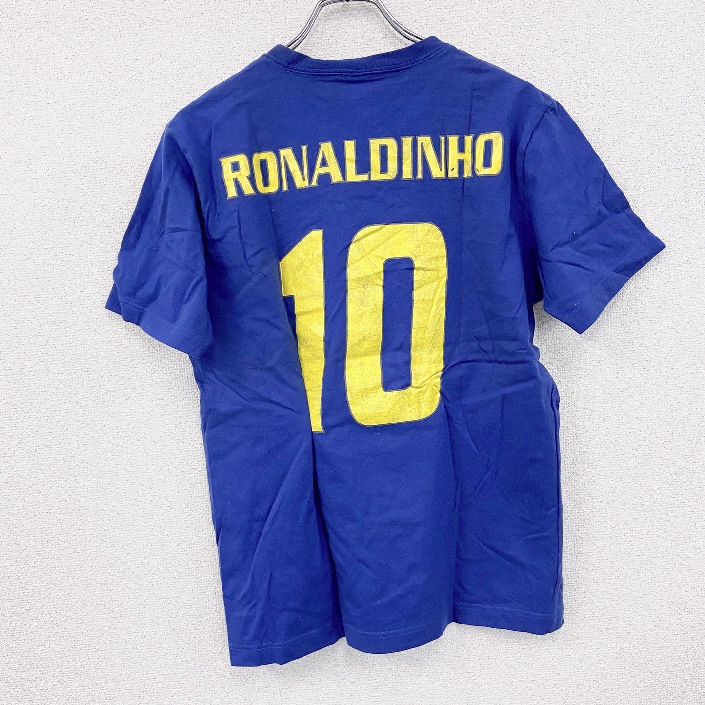 FCB　FCバルセロナ　半袖Tシャツ　ユニフォームT　ゲームシャツ　ロナウジーニョ　背番号　青　ブルー