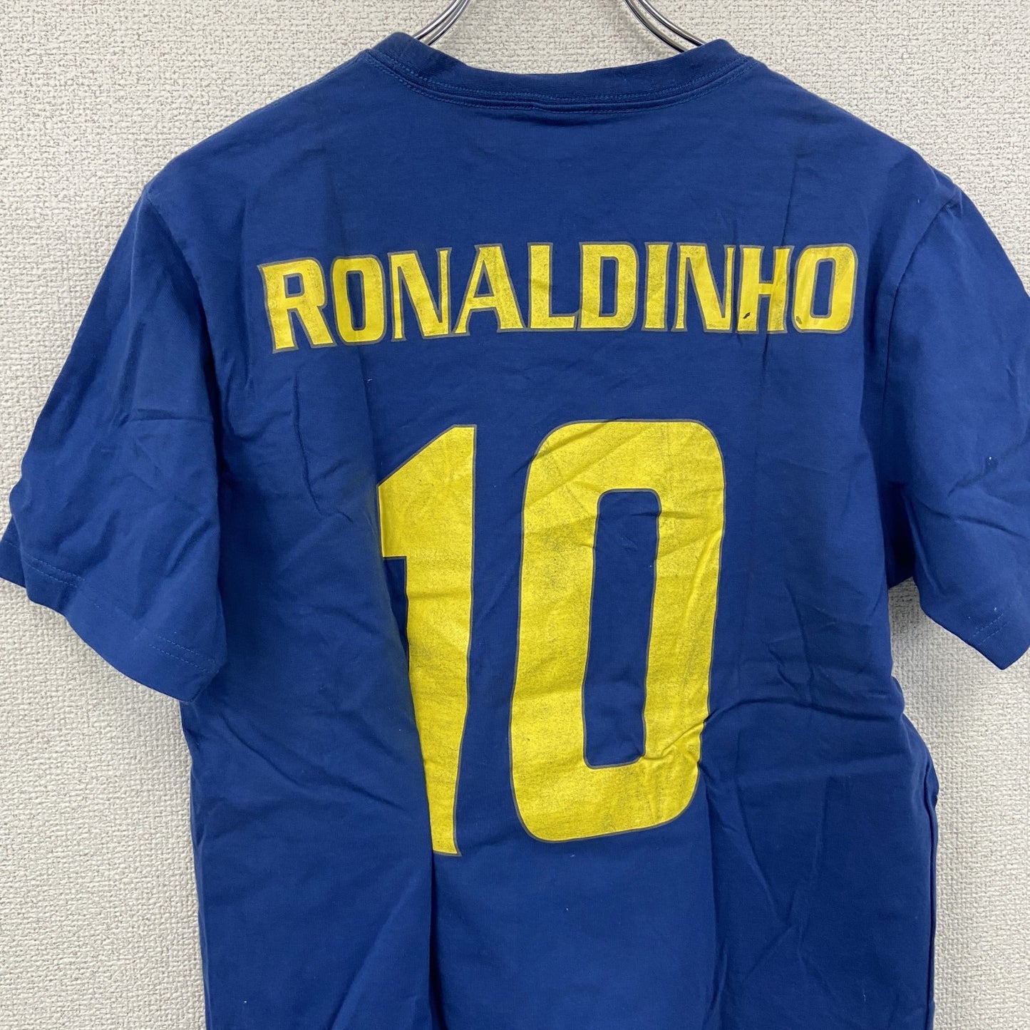 FCB　FCバルセロナ　半袖Tシャツ　ユニフォームT　ゲームシャツ　ロナウジーニョ　背番号　青　ブルー