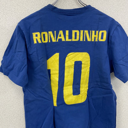 FCB　FCバルセロナ　半袖Tシャツ　ユニフォームT　ゲームシャツ　ロナウジーニョ　背番号　青　ブルー