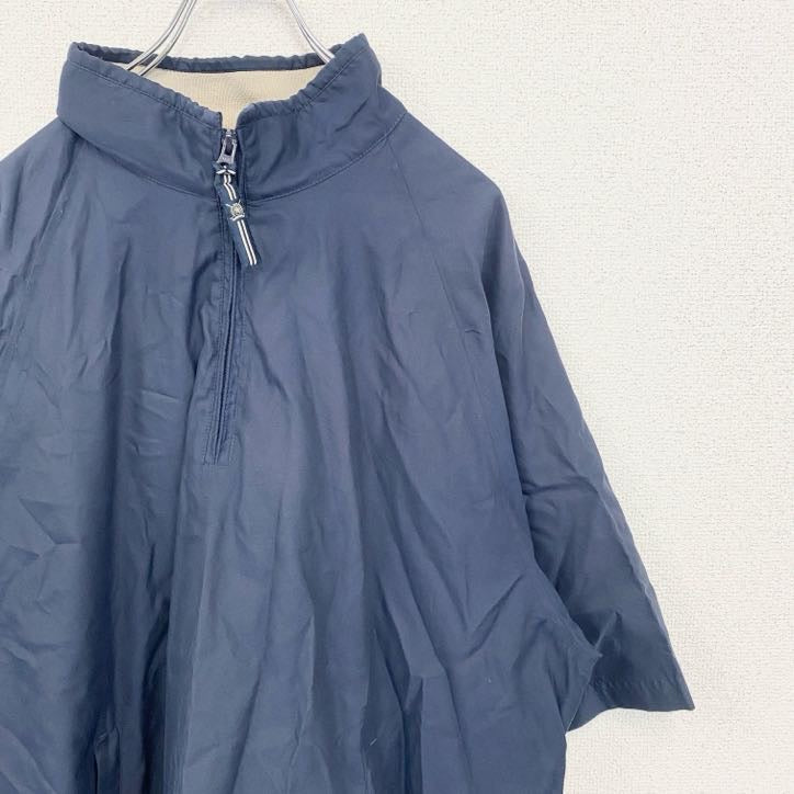 古着 used　TOMMYHILFIGER　半袖アノラックパーカー　ナイロンプルオーバー　ノームコア　レトロ　ネイビー　XLサイズ