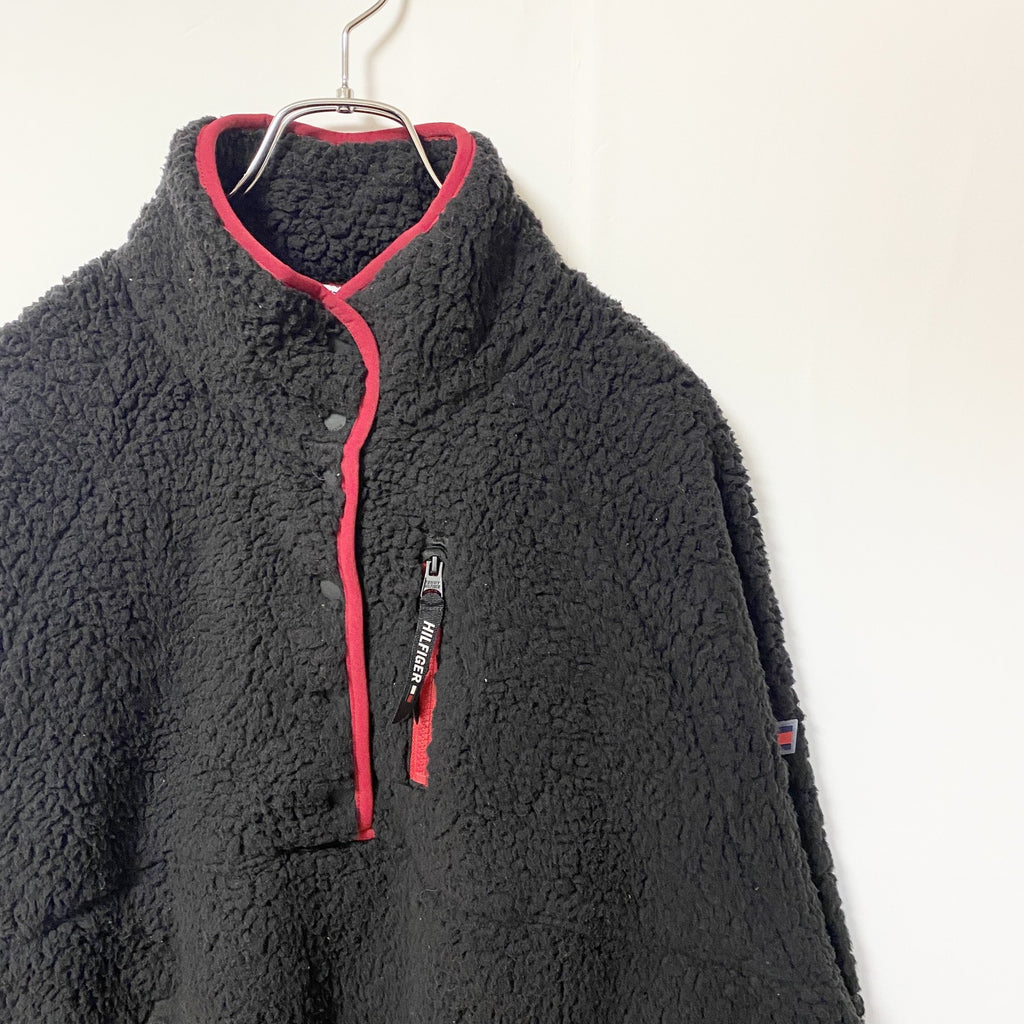 古着 used　TOMMY HILFIGER トミーヒルフィガー　長袖ハーフジップフリースジャケット　プルオーバー　黒　XLサイズ