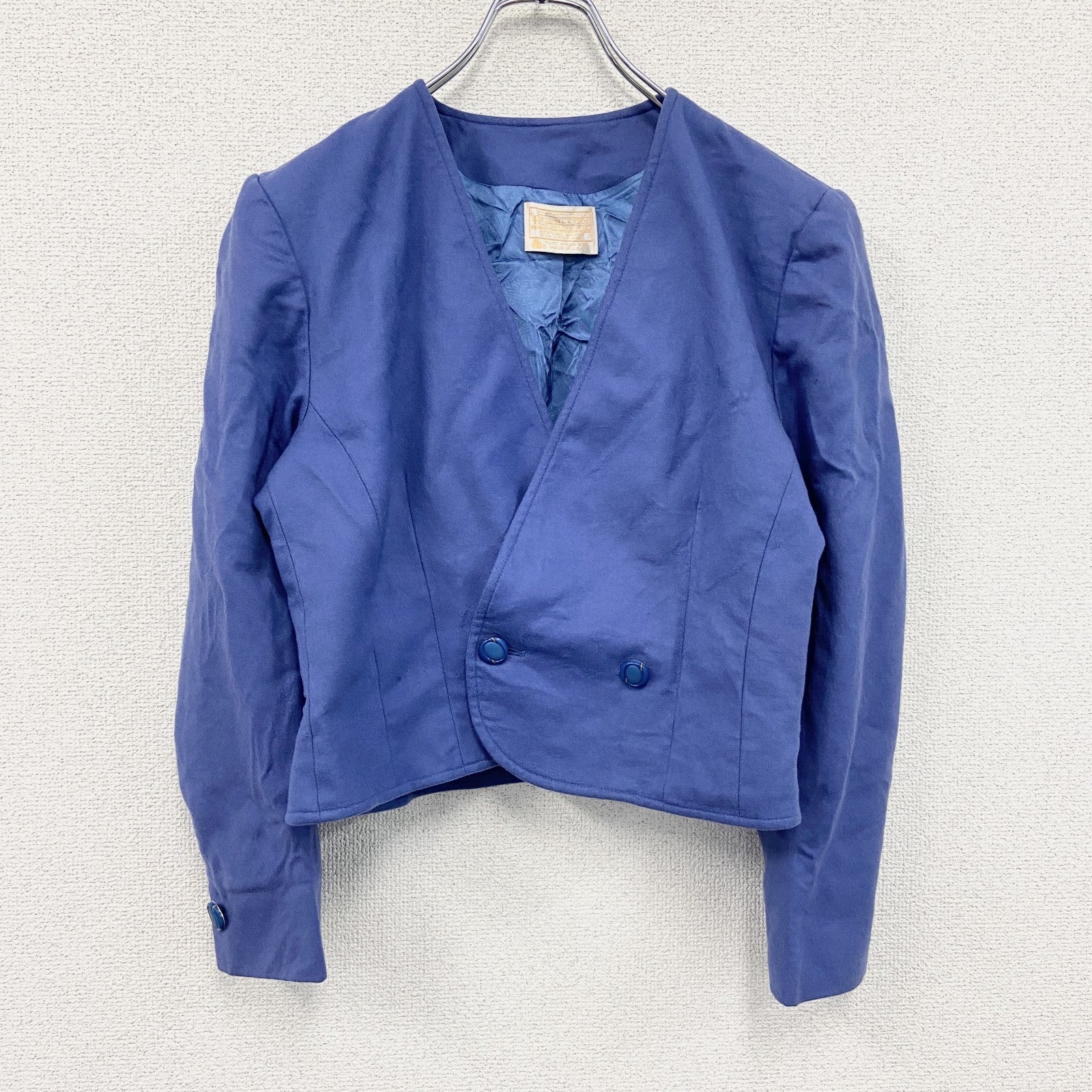 ～70s　PENDELTON　ペンドルトン　ウールテーラードジャケット　ノーカラージャケット　2B　ダブル　青　ブルー