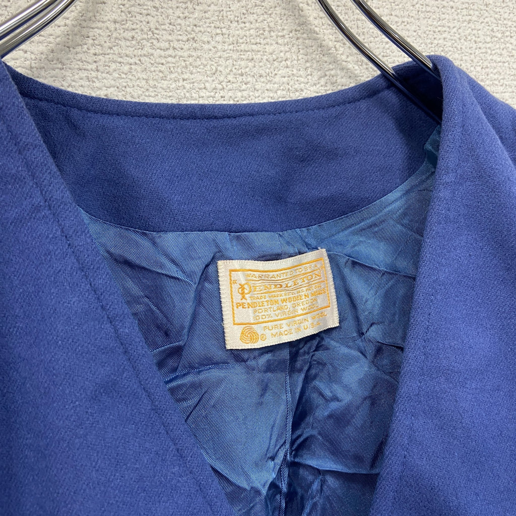 ～70s　PENDELTON　ペンドルトン　ウールテーラードジャケット　ノーカラージャケット　2B　ダブル　青　ブルー