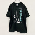 Print star　半袖プリント人物Tシャツ　和柄　漢字プリント　黒　ブラック　Lサイズ