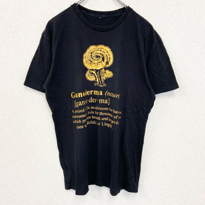 ORGANO　半袖デザインプリントTシャツ　レイシ　キノコ　6連プリント　クルーネック　黒　ブラック