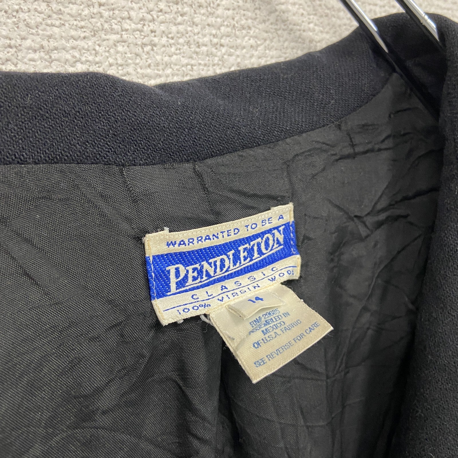 PENDELTON　ペンドルトン　ウールテーラードジャケット　1B　黒　ブラック　14サイズ