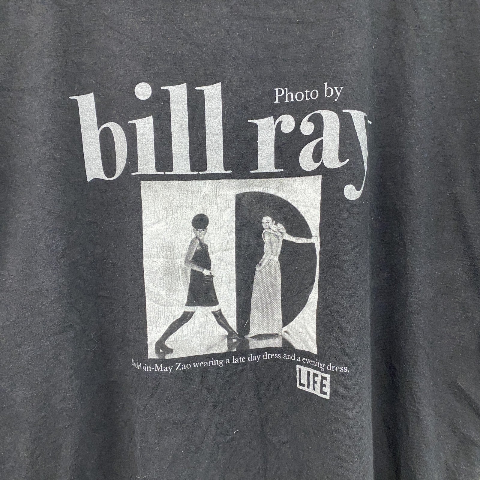 LIFE　bill ray　半袖プリントTシャツ　シングルステッチ　黒　ブラック　Lサイズ