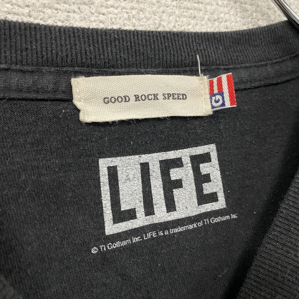 LIFE　bill ray　半袖プリントTシャツ　シングルステッチ　黒　ブラック　Lサイズ