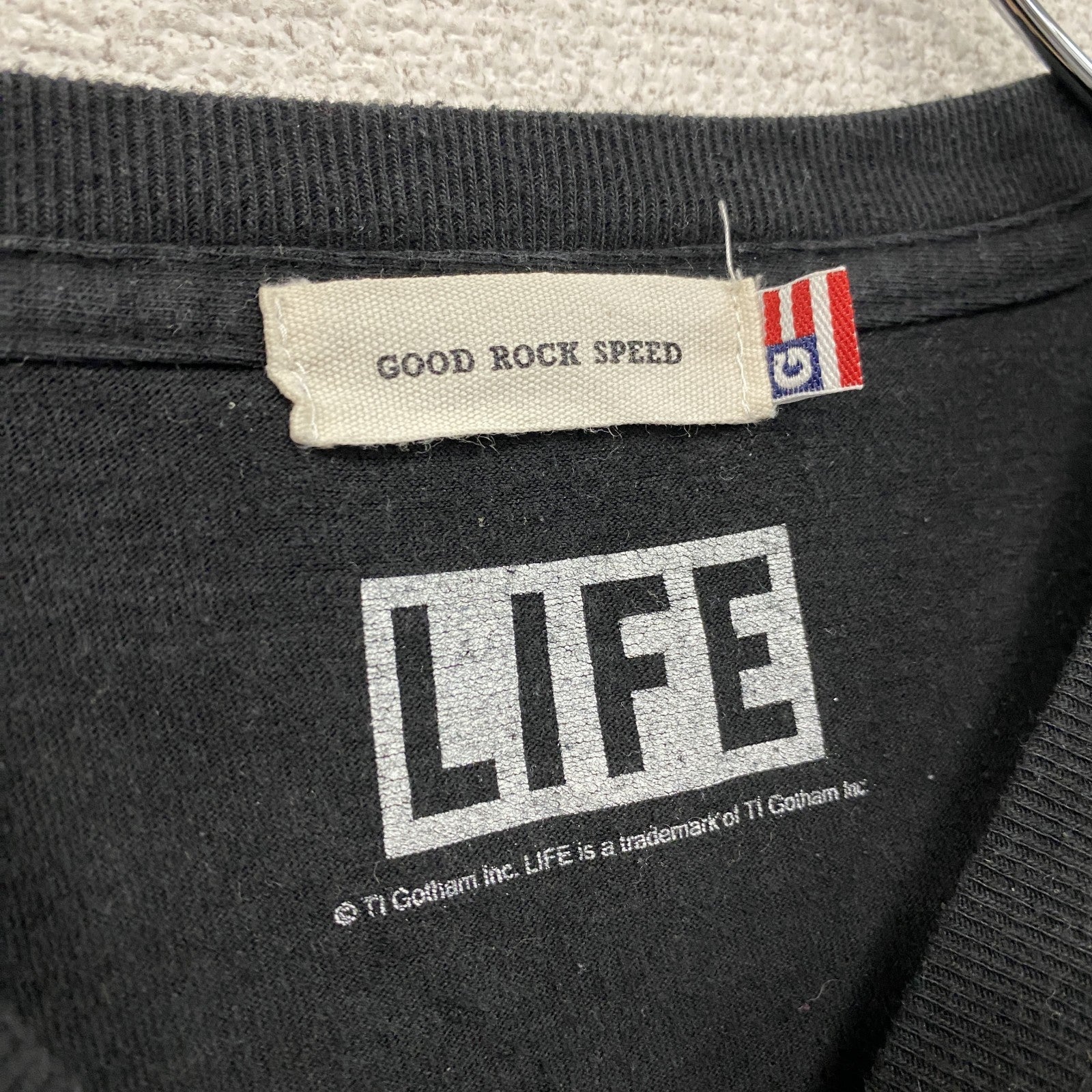 LIFE　bill ray　半袖プリントTシャツ　シングルステッチ　黒　ブラック　Lサイズ