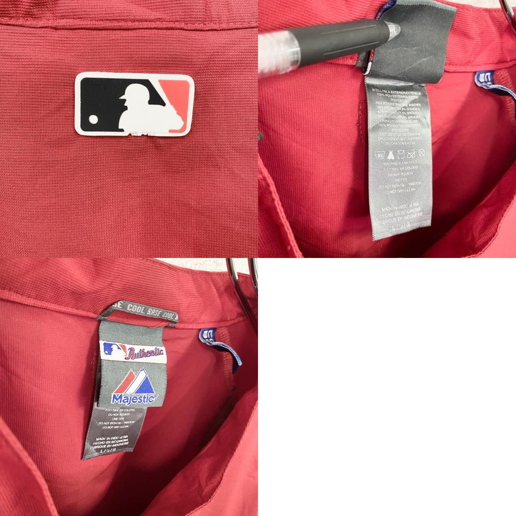 Majestic　マジェスティック　MLB　Reds　レッズ　ハーフジッププルオーバージャケット　赤　レッド　Lサイズ