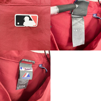 Majestic　マジェスティック　MLB　Reds　レッズ　ハーフジッププルオーバージャケット　赤　レッド　Lサイズ
