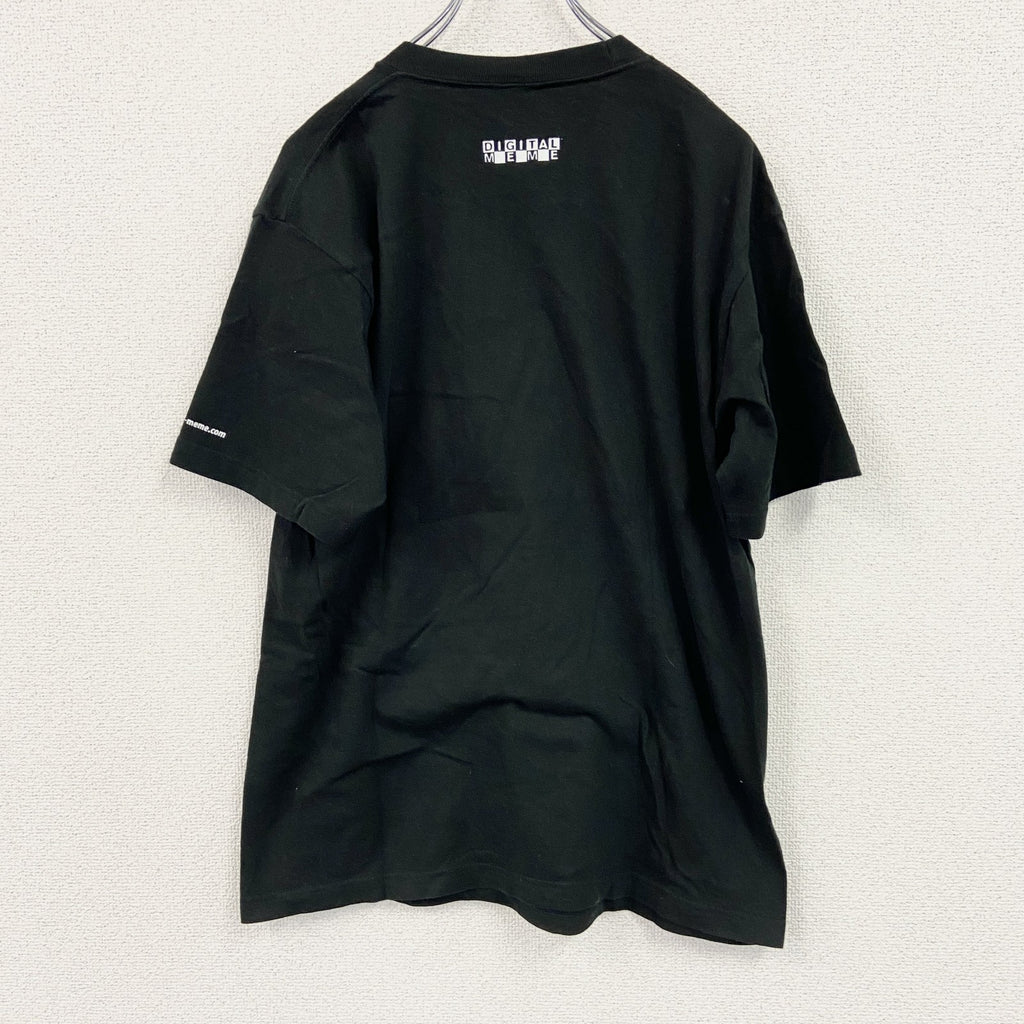 Print star　半袖プリント人物Tシャツ　和柄　漢字プリント　黒　ブラック　Lサイズ