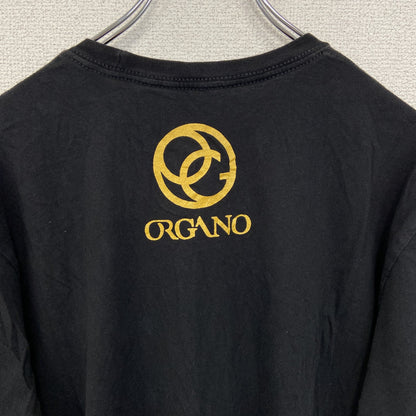 ORGANO　半袖デザインプリントTシャツ　レイシ　キノコ　6連プリント　クルーネック　黒　ブラック