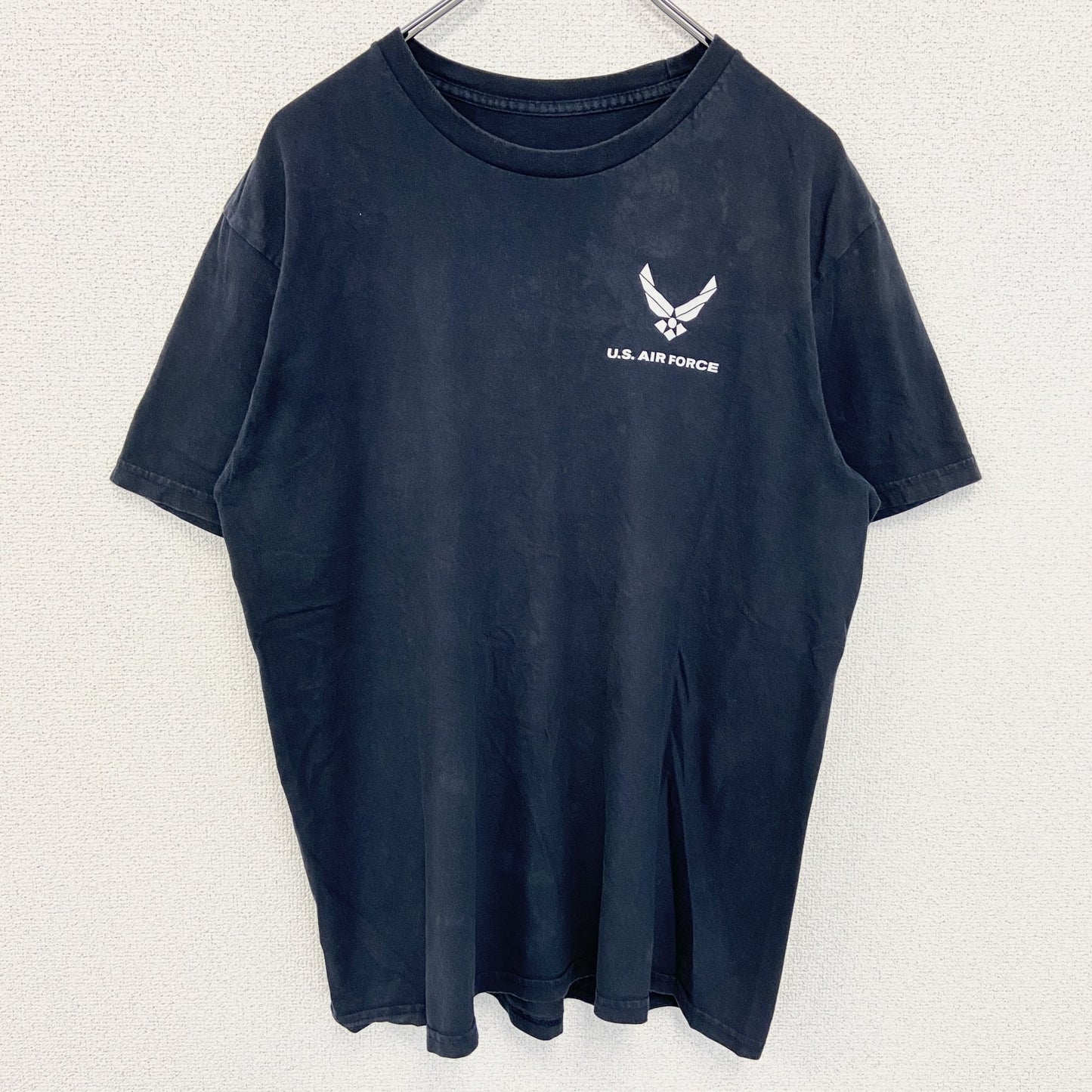 古着 used　U.S.AIR FORCE ユーエスエアフォース　半袖プリントＴシャツ　アメリカ空軍　黒　ブラック　クルーネック