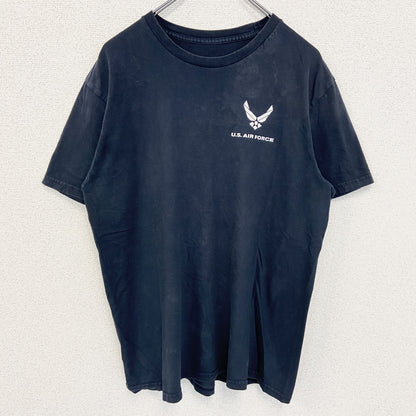 古着 used　U.S.AIR FORCE ユーエスエアフォース　半袖プリントＴシャツ　アメリカ空軍　黒　ブラック　クルーネック