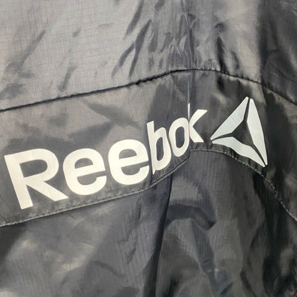古着 used　Reebok　半袖アノラックパーカー　長袖ナイロンプルオーバー　ロゴプリント　アウトドア　２way　黒　XXLサイズ