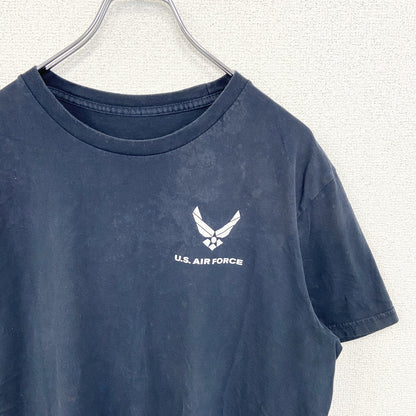 古着 used　U.S.AIR FORCE ユーエスエアフォース　半袖プリントＴシャツ　アメリカ空軍　黒　ブラック　クルーネック