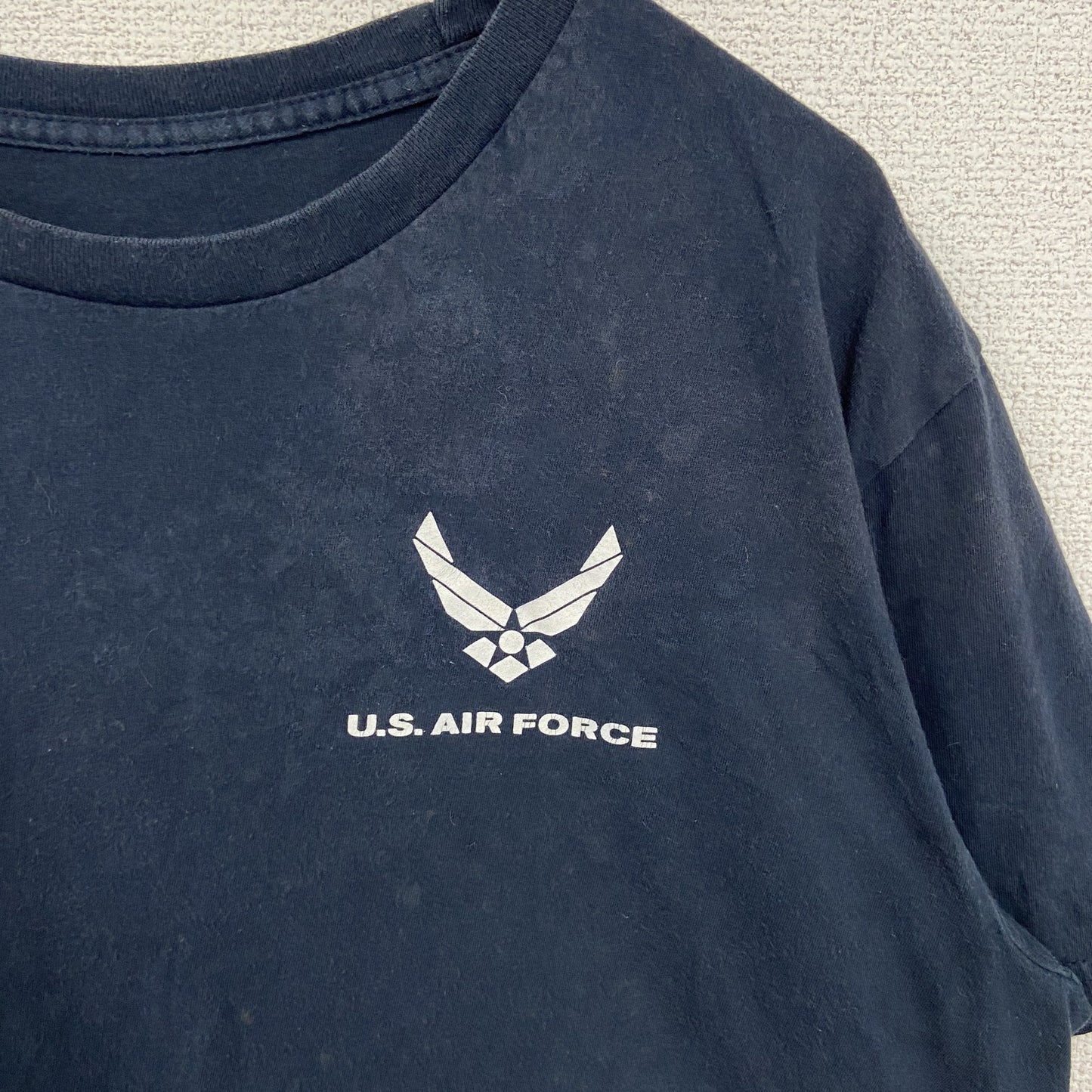 古着 used　U.S.AIR FORCE ユーエスエアフォース　半袖プリントＴシャツ　アメリカ空軍　黒　ブラック　クルーネック
