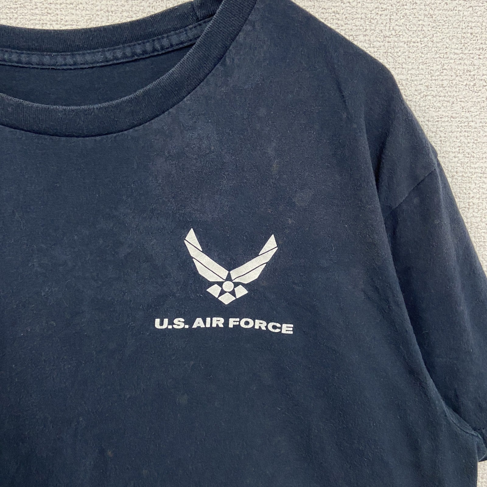 古着 used　U.S.AIR FORCE ユーエスエアフォース　半袖プリントＴシャツ　アメリカ空軍　黒　ブラック　クルーネック