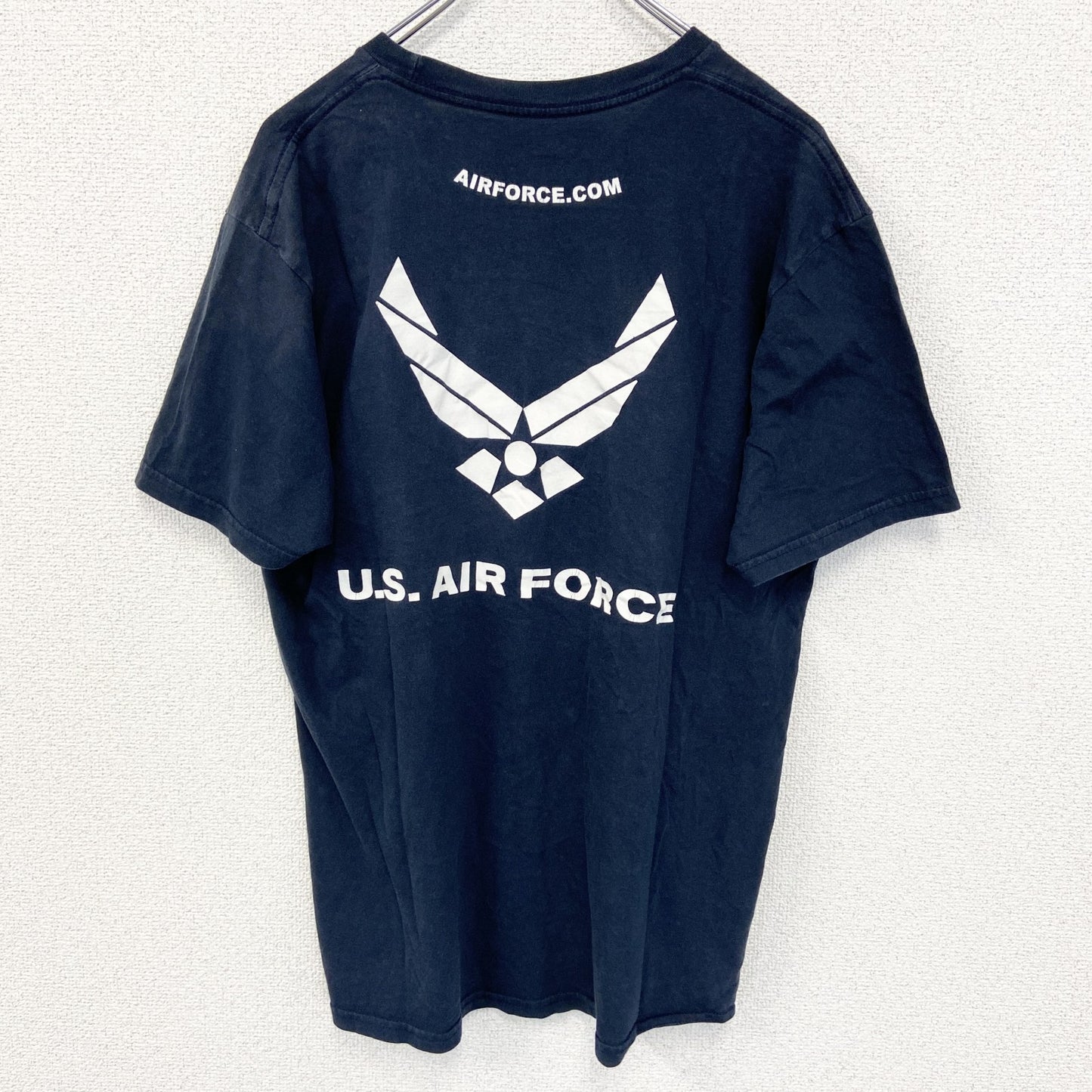 古着 used　U.S.AIR FORCE ユーエスエアフォース　半袖プリントＴシャツ　アメリカ空軍　黒　ブラック　クルーネック