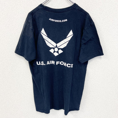 古着 used　U.S.AIR FORCE ユーエスエアフォース　半袖プリントＴシャツ　アメリカ空軍　黒　ブラック　クルーネック