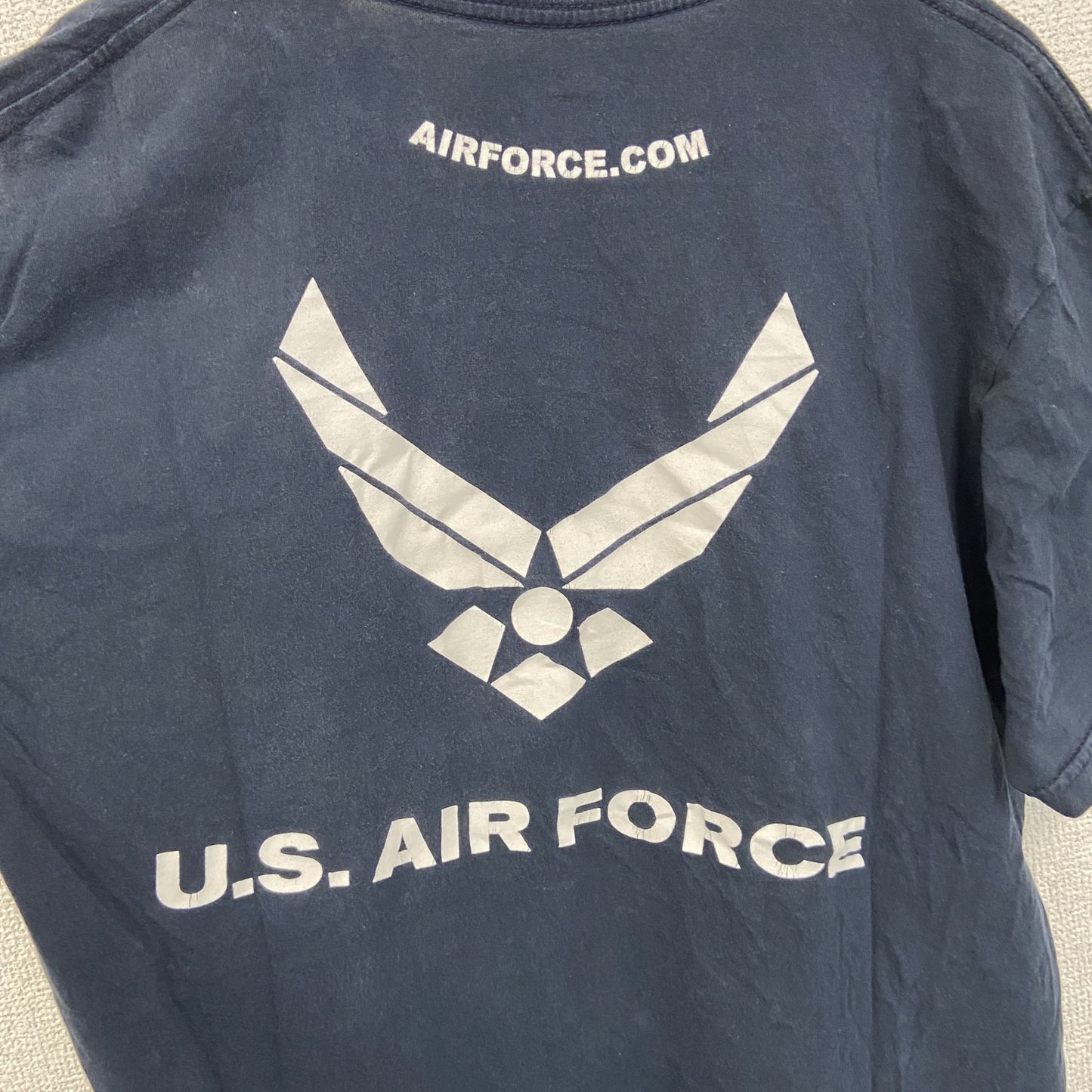 古着 used　U.S.AIR FORCE ユーエスエアフォース　半袖プリントＴシャツ　アメリカ空軍　黒　ブラック　クルーネック