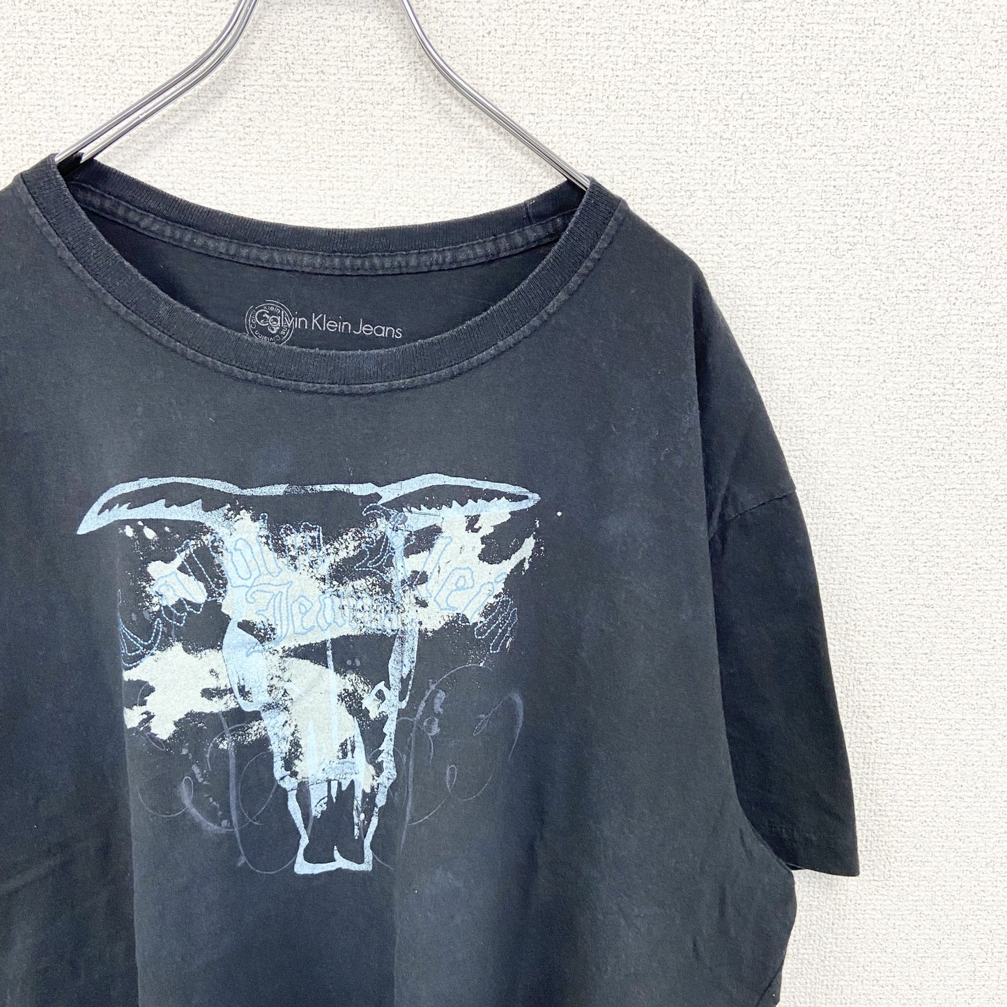 古着 used　Calvin Klein カルバンクラインジーンズ　半袖デザインプリントTシャツ　ビックシルエット　XXXLサイズ