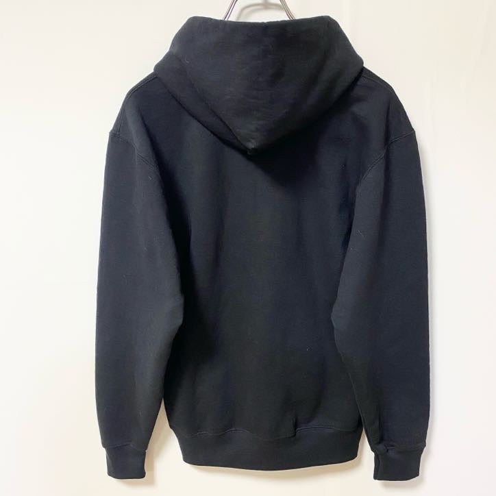 古着 used　PORT＆COMPANY　長袖プリントパーカー　フード付きスウェット　馬　アニマル　黒　ブラック　秋冬服