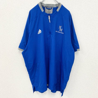 古着 used　Adidas アディダス　半袖ハーフジップナイロンプルオーバー　BIG BLUE BAND　青　XXLサイズ
