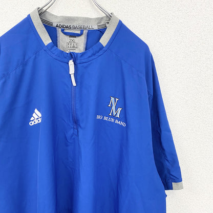 古着 used　Adidas アディダス　半袖ハーフジップナイロンプルオーバー　BIG BLUE BAND　青　XXLサイズ