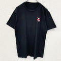 古着 used　Eight　半袖ワンポイント刺繍Tシャツ　サンタクロース　シンプルデザイン　黒　ブラック　クルーネック　