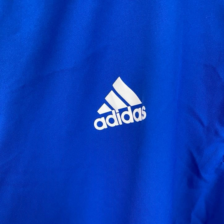 古着 used　Adidas アディダス　半袖ハーフジップナイロンプルオーバー　BIG BLUE BAND　青　XXLサイズ