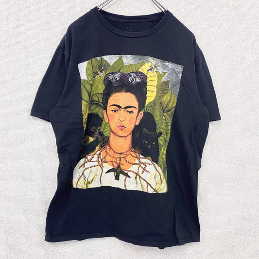 Self Portrait　フリーダ・カーロ　半袖プリントTシャツ　人物T　黒　ブラック　Lサイズ