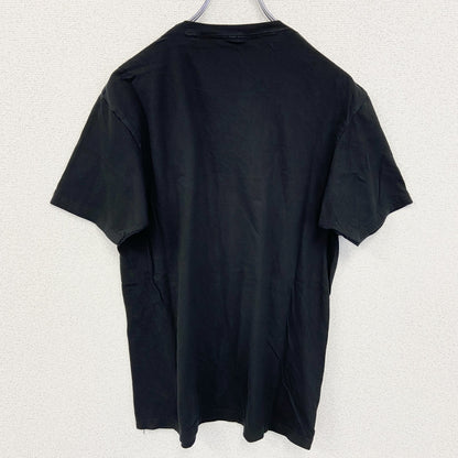 古着 used　Eight　半袖ワンポイント刺繍Tシャツ　サンタクロース　シンプルデザイン　黒　ブラック　クルーネック　
