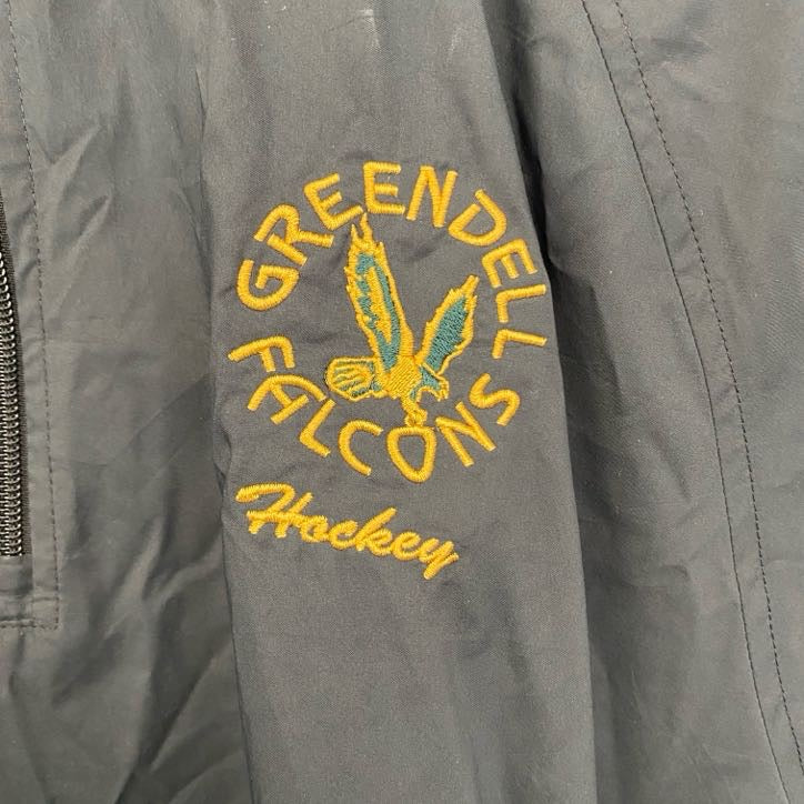 古着 used　Adidas アディダス 　アノラックパーカー　長袖ハーフジップナイロンプルオーバー　刺繡デザイン　黒　XLサイズ