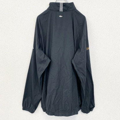 古着 used　Adidas アディダス 　アノラックパーカー　長袖ハーフジップナイロンプルオーバー　刺繡デザイン　黒　XLサイズ
