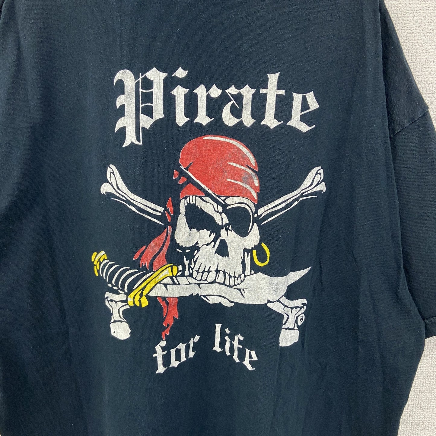 古着 used　GILDAN ギルダン　半袖バックプリントTシャツ　パイレーツ　スカル　海賊　ドクロイラスト　XLサイズ