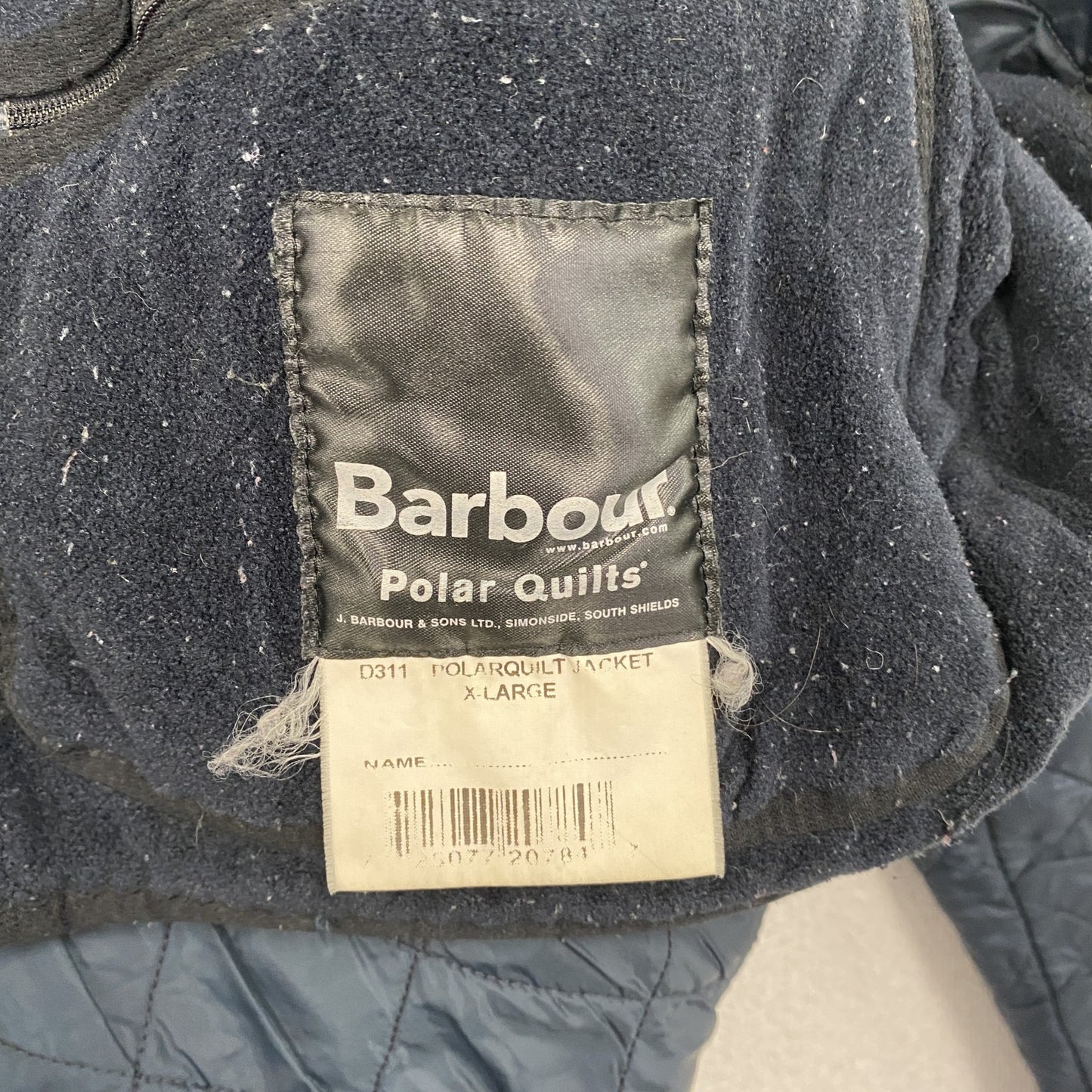 Barbuor　バブアー　POLAR QUILT JACKET　キルティングジャケット　ネイビー　XLサイズ