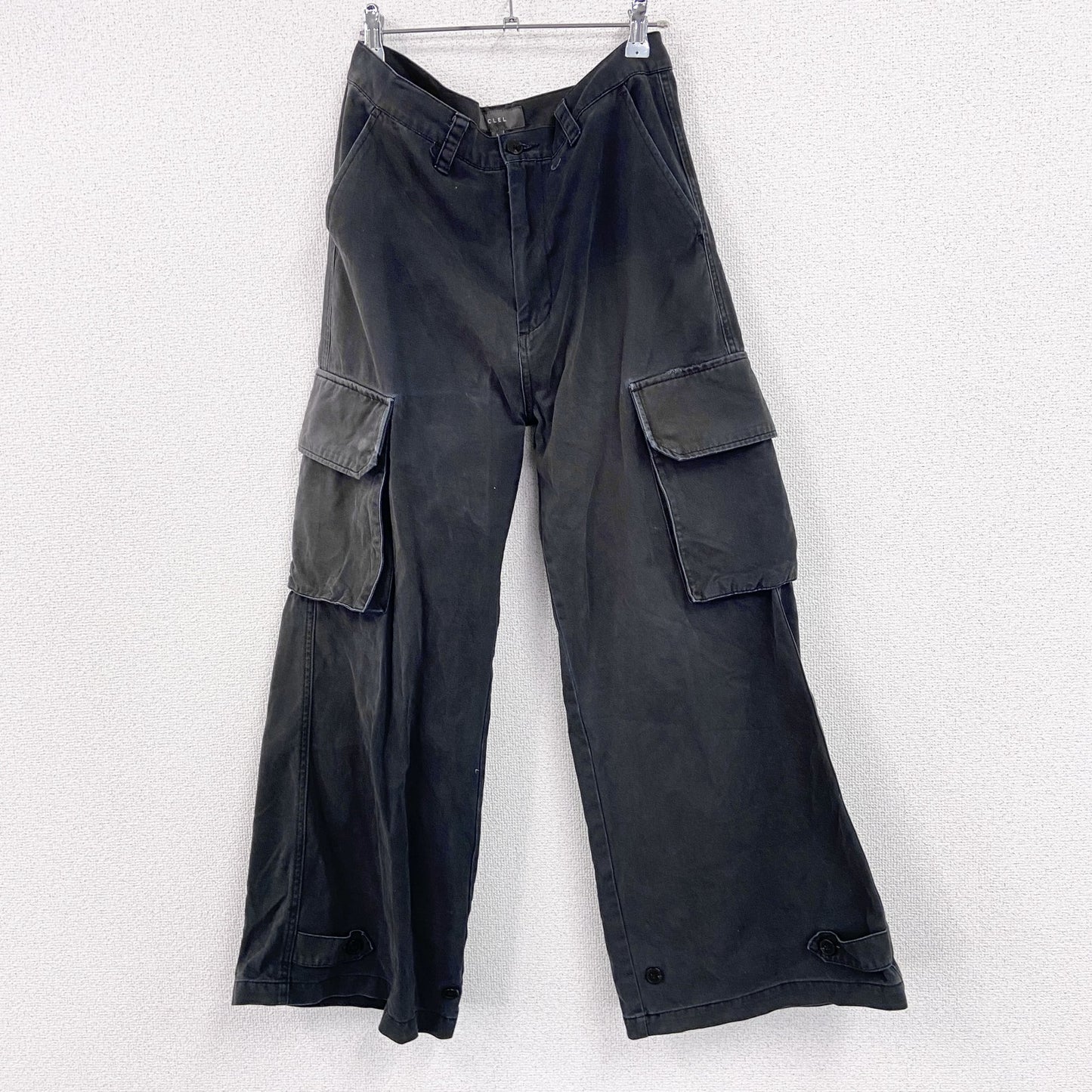 CLEL　クレイル　M-47タイプ　ミリタリーフレアカーゴパンツ　フェード　黒　ブラック　Lサイズ　