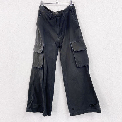 CLEL　クレイル　M-47タイプ　ミリタリーフレアカーゴパンツ　フェード　黒　ブラック　Lサイズ　