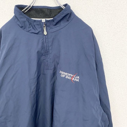 古着 used　NFL エヌエフエル　アノラックパーカー　長袖ナイロンプルオーバー　刺繡　ワッペン　アメフト　ネイビー　XLサイズ