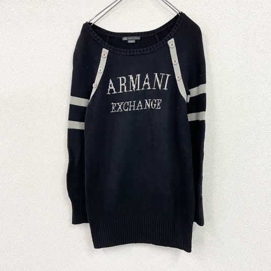 ARMANI EXCHANGE　アルマーニ エクスチェンジ　コットン二ットセーター　デカロゴ　黒　ブラック　Mサイズ　
