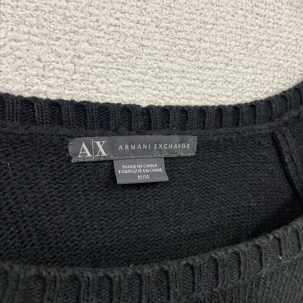 ARMANI EXCHANGE　アルマーニ エクスチェンジ　コットン二ットセーター　デカロゴ　黒　ブラック　Mサイズ　