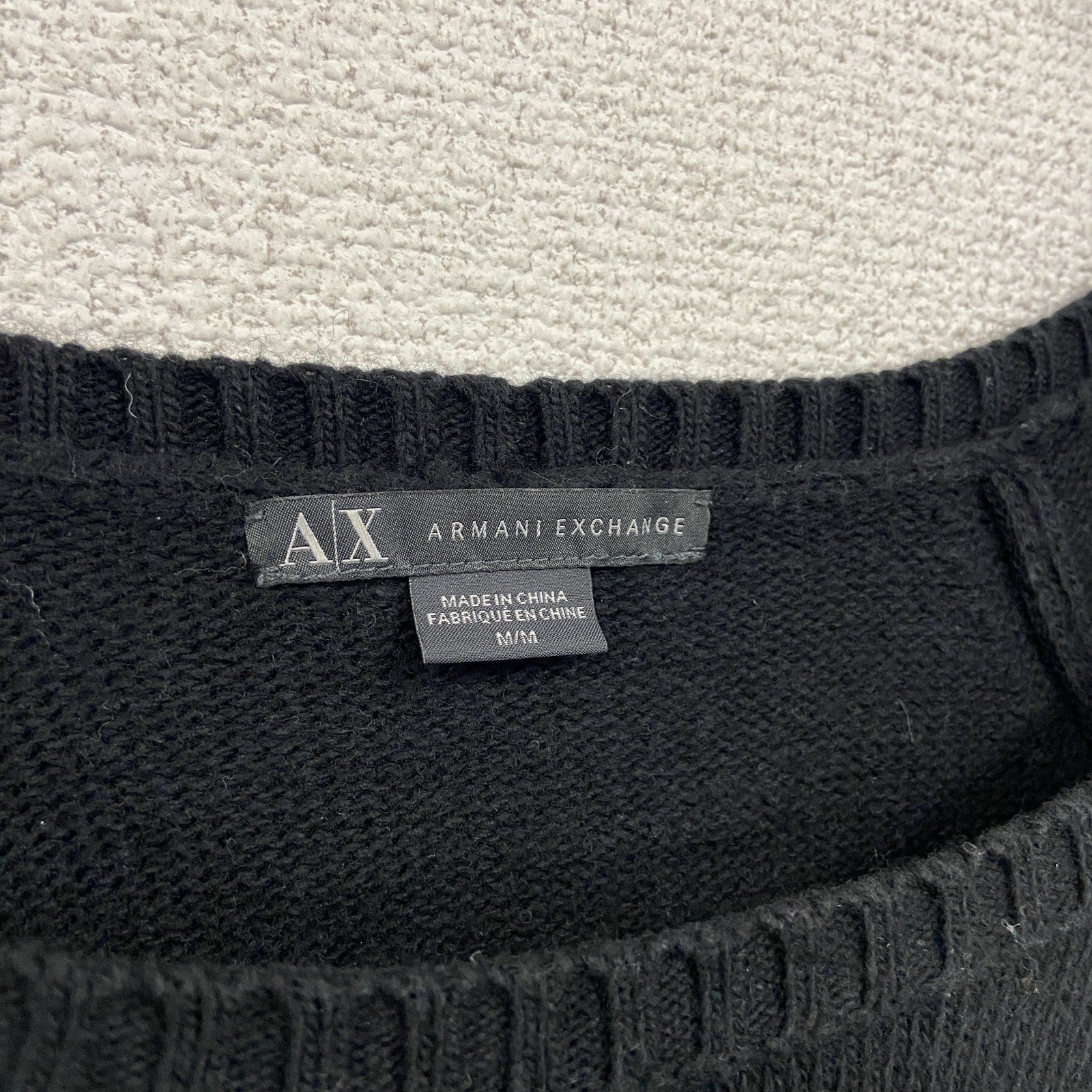 ARMANI EXCHANGE　アルマーニ エクスチェンジ　コットン二ットセーター　デカロゴ　黒　ブラック　Mサイズ　