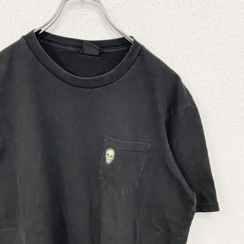 古着 used　T-BAR　半袖ワンポイント刺繍Tシャツ　Alien エイリアン　胸ポケット　黒　ブラック　クルーネック　Lサイズ